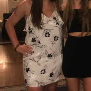 Alice + Olivia black and white floral satin dress